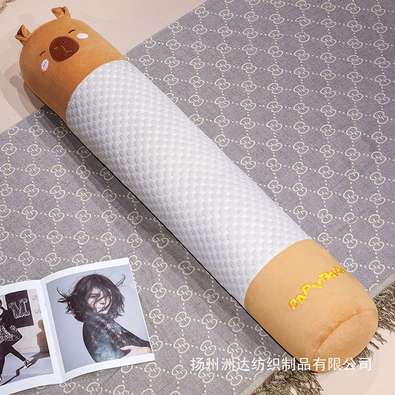 Almohada Cilíndrica de Capibara de Terciopelo y Algodón PP Suave para Cama image 3