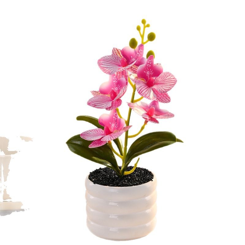 Selección estricta de 2026 nueva orquídea mariposa de alta simulación bonsai flor de seda falsa flor decoración de escritorio de la sala de estar decoración de estudio image 6