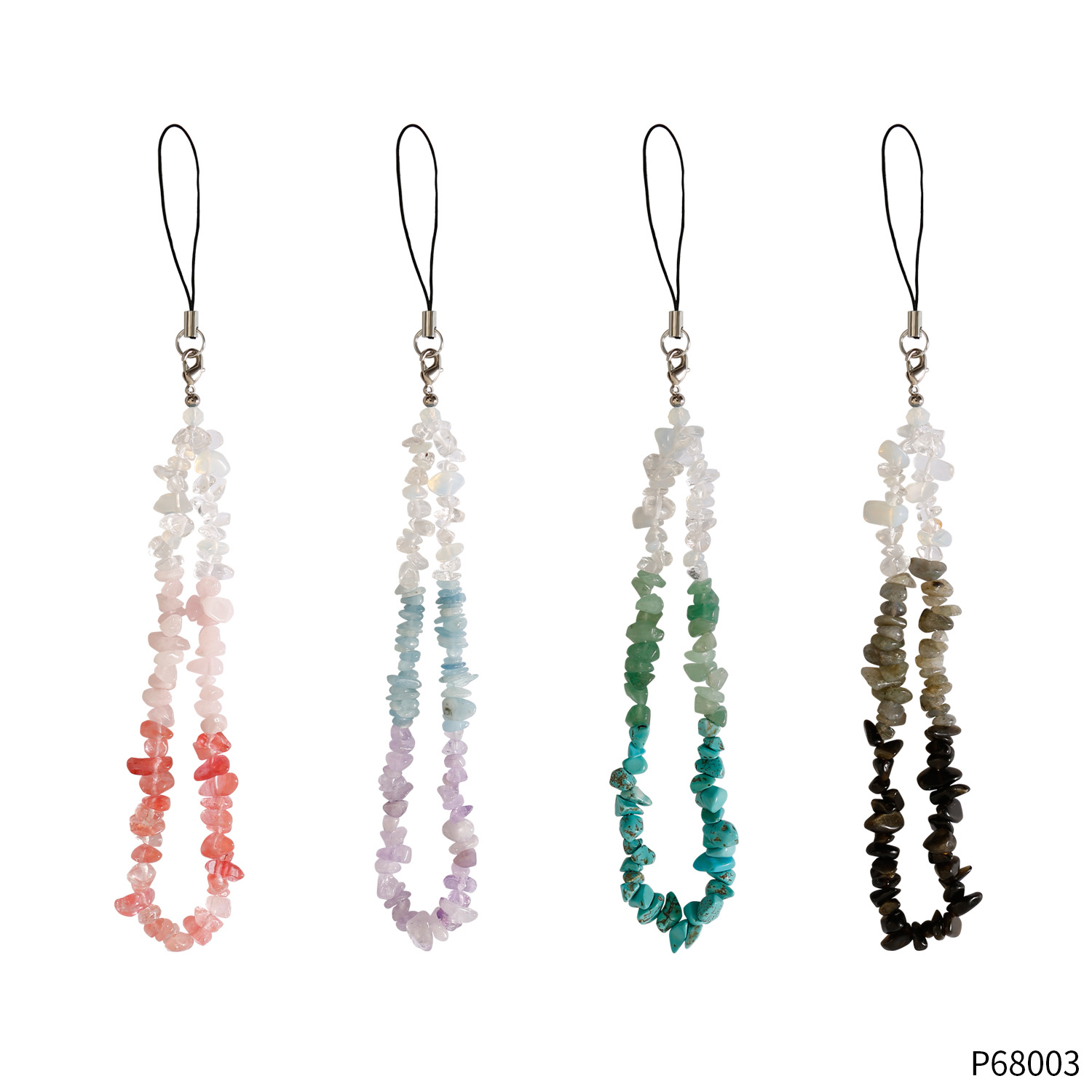 Cordón de teléfono móvil personalizado de cristal natural INS Cadena de teléfono móvil tejido a mano creativo con cuentas de grava Cordón de teléfono móvil