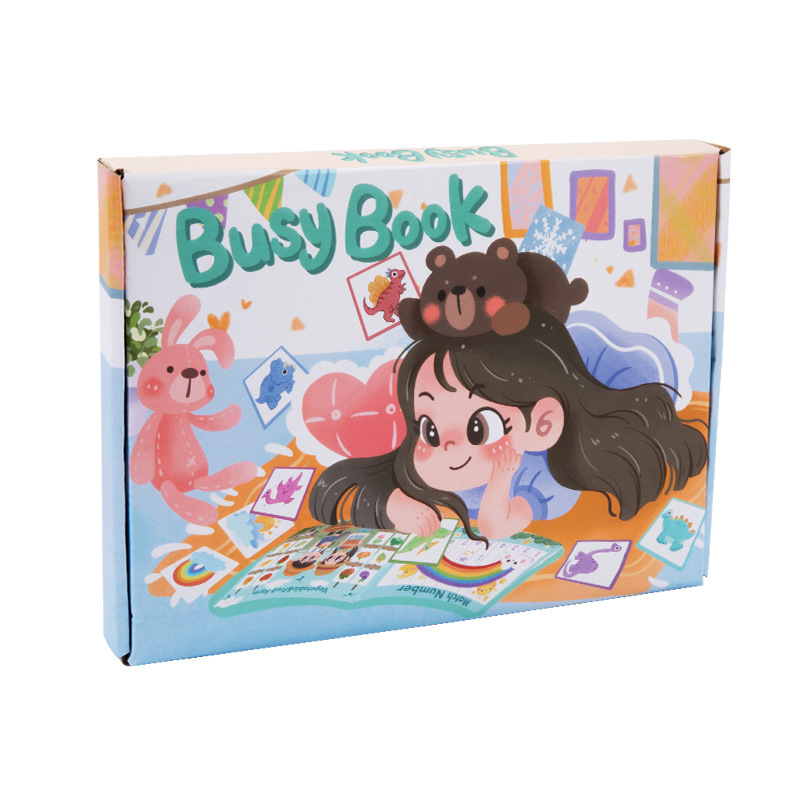 Venta al por mayor iluminación educación temprana dinosaurio animal quiet busybook libro ocupado de los niños juguetes educativos repetidamente pegar libro