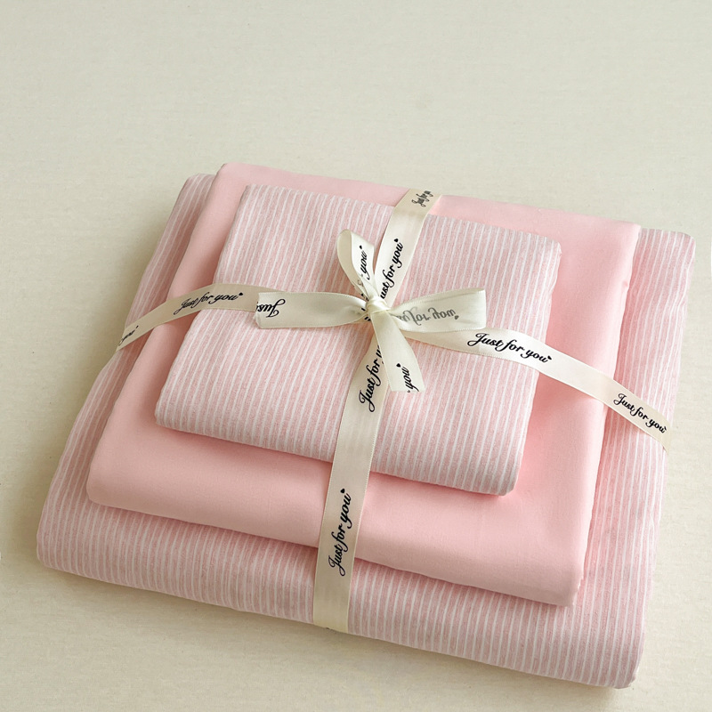 Set di biancheria da letto minimalista a righe in cotone_voghion.com