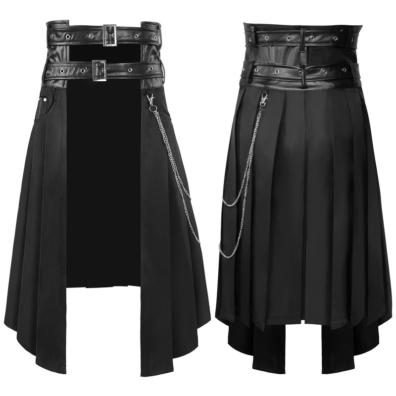 Original Production by Man Yi Fang: 2023 Amazon New European and American Dark Rock Ashes Series Gothic Half-Skirt for Men Original Production by Man Yi Fang: 2023 Amazon New European and American Dark Rock Ashes Series Gothic Half-Skirt for Men
