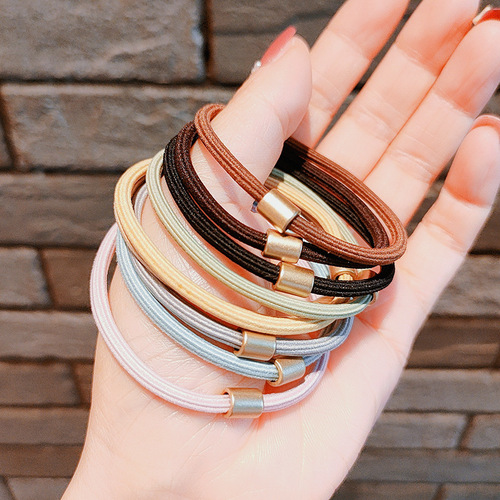 New ins highly elastic and durable dark hair rope ponytail strap dual-use rubber band super fairy small leather headband