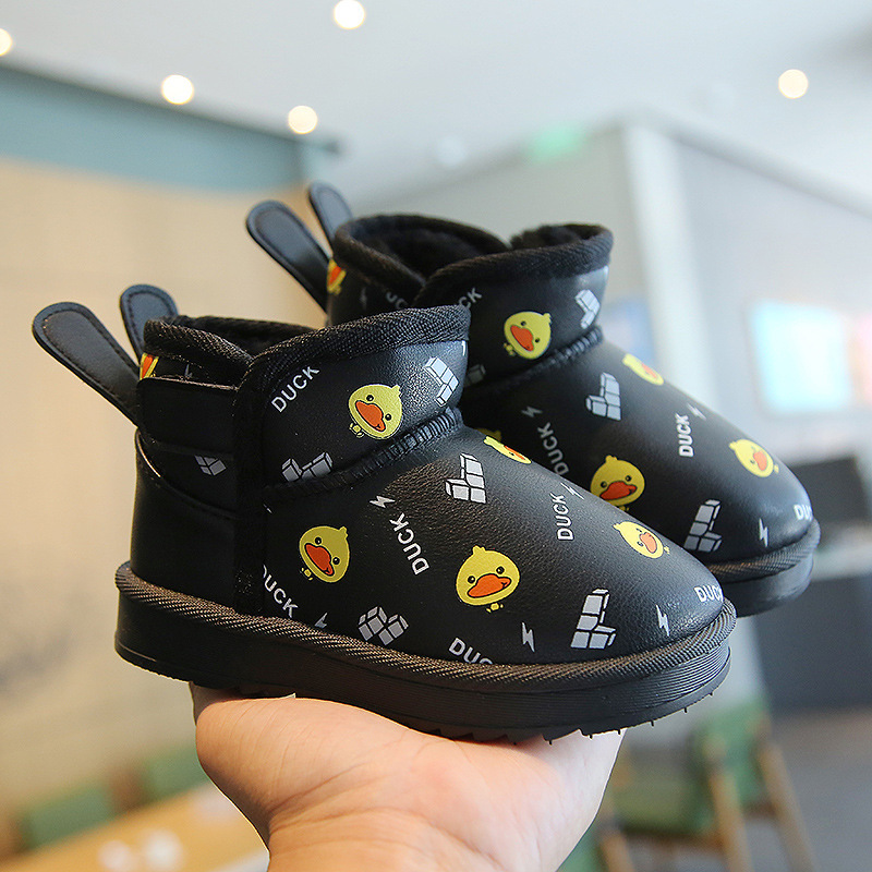 Invierno lana forrado botas de nieve masculina y femenina niños botas de dibujos animados antideslizante Niño Zapatos de algodón impermeable bebé botas calientes