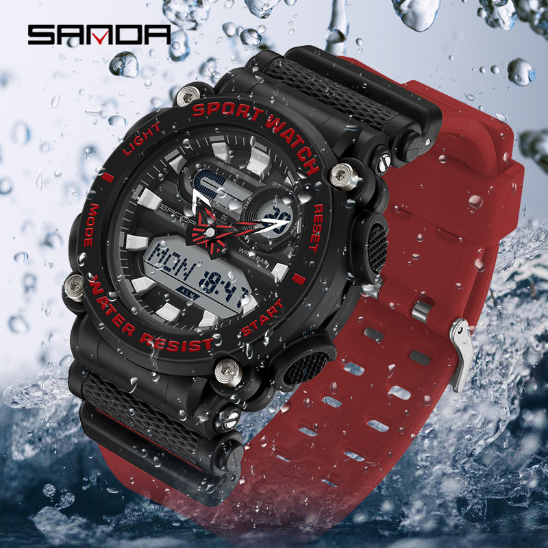 SANDA 3139 reloj electrónico multifuncional deportes al aire libre luminoso impermeable reloj de hombre simple reloj creativo