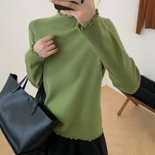 韩系减龄花边针织衫上衣女秋冬新款毛衣打底衫纯色百搭舒适柔软