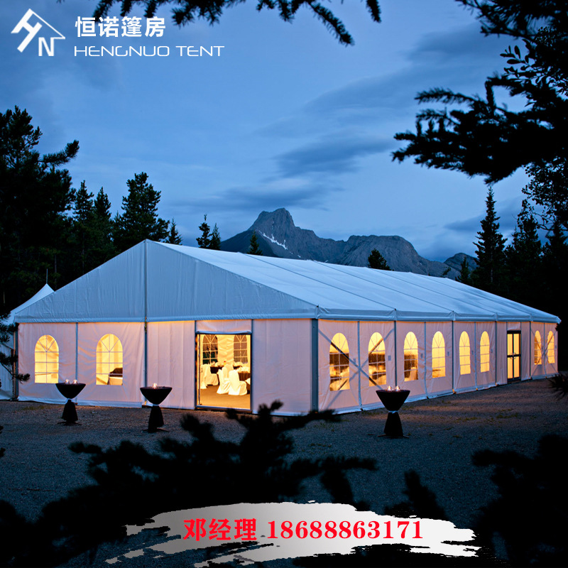 铝合金婚礼篷房 20米跨度铝合金人字顶帐篷 防火阻燃 拆装方便