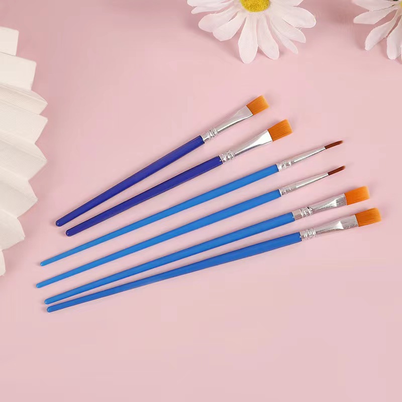 Children's Flat Head Digital Oil Painting Brush Kindergarten Outline Brush Fan Brush Origin Supply