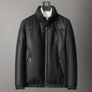 Autumn and Winter New Leather Down Jacket Men's Sheepskin Goose Down Leather Jacket Thickened Korean Leather Jacket