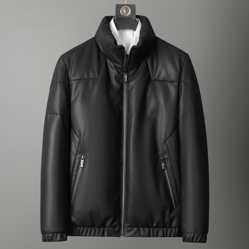 Autumn and Winter New Leather Down Jacket Men's Sheepskin Goose Down Leather Jacket Thickened Korean Leather Jacket