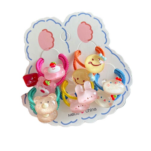 Summer new children's hair rope girls cute cartoon animal cone hair band baby pair rubber band children's hair accessories