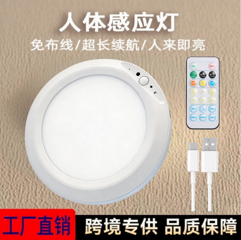 Cross-Border Wireless Battery-Powered Remote-Controlled Timer Ceiling Light, Human Body Sensor Light, Kitchen Dormitory Corridor Emergency Light