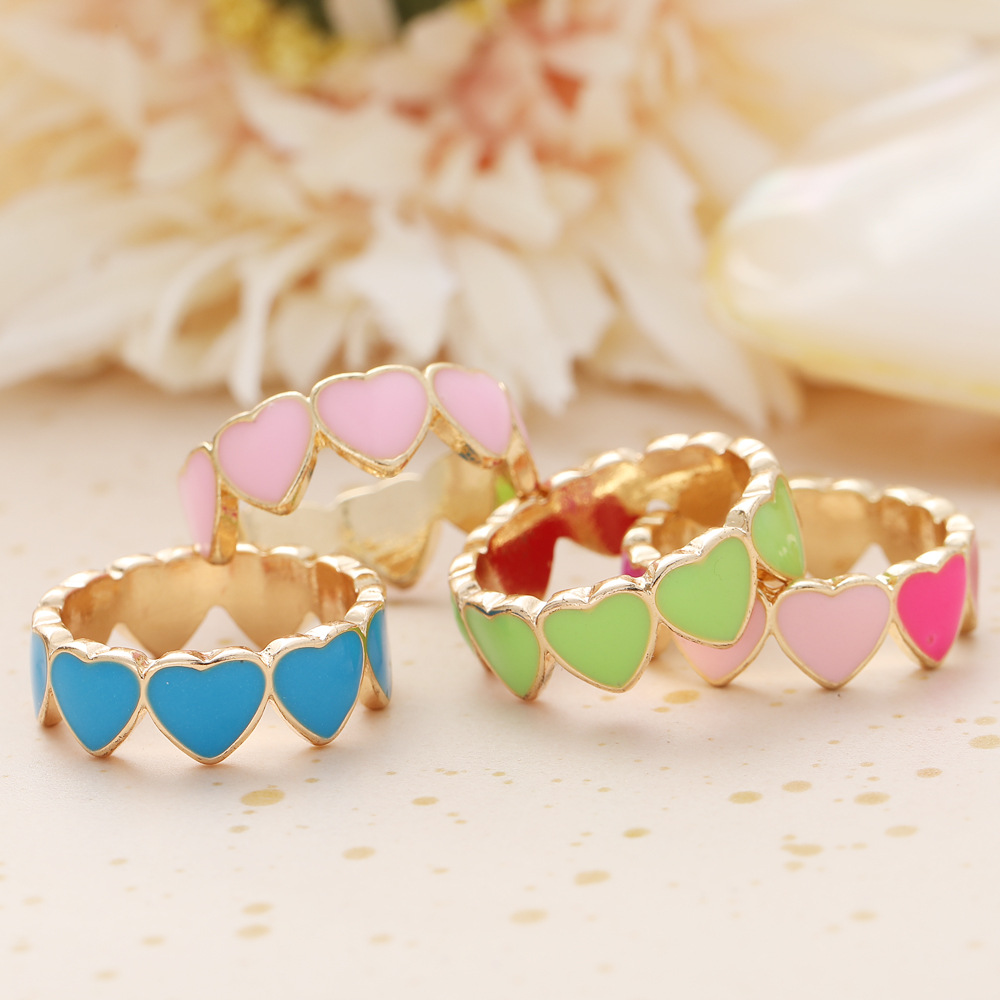 candy color love heart dripping ring creative peach heart ring crossborder simple dripping index ringpicture7