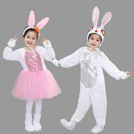 六一儿童节小兔子兔子乖乖大灰狼舞台表演演出服儿童头饰裙子套装