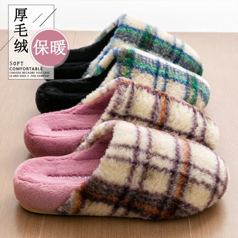 Felt Cotton Slippers for Women 2025 New Winter Retro Home Indoor Thick-Soled Non-Slip Warm Couple Furry Slippers