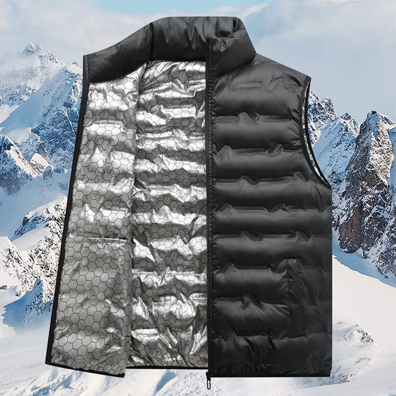 New Lightweight Graphene Cotton Vest for Men, Large Size, Versatile for Autumn and Winter, Warm Stand-Up Collar Vest, Waistcoat Jacket