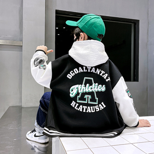 Children's clothing boys' autumn baseball jacket new style 2024 boys' middle and large children's jacket spring and autumn style children's autumn and winter trend 