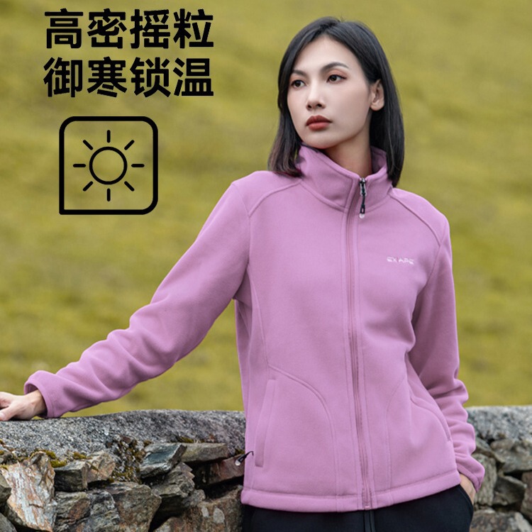 Outdoor fleece jacket men's and women's warm double-sided polar fleece sweater autumn and winter jacket liner thickened jacket