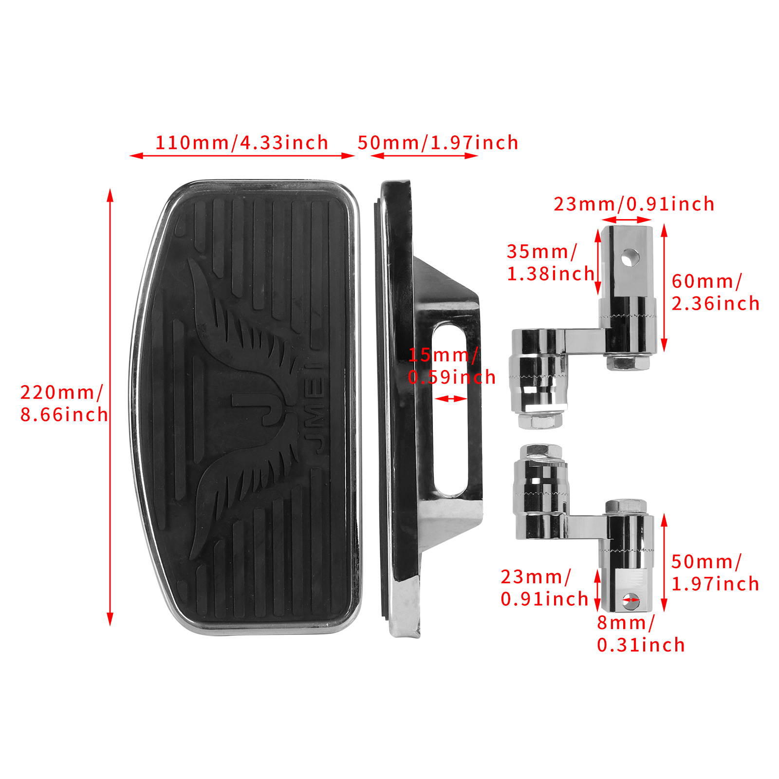 Suitable for Vt750/Vtx1300/Vtx1800 Passenger Rest Pedal Modification Front and Rear Large Pedals