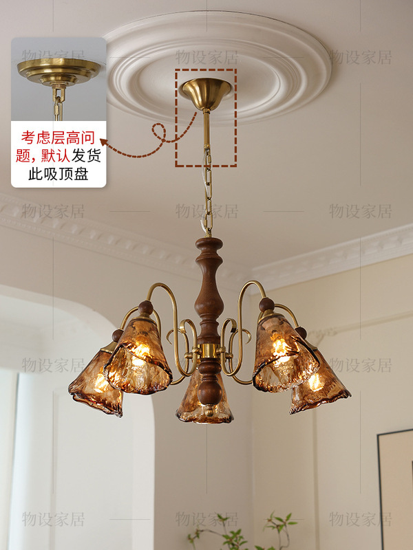 夜光客厅吊灯法式中古卧室主灯美式复古书房餐厅吊灯全光谱灯具|undefined