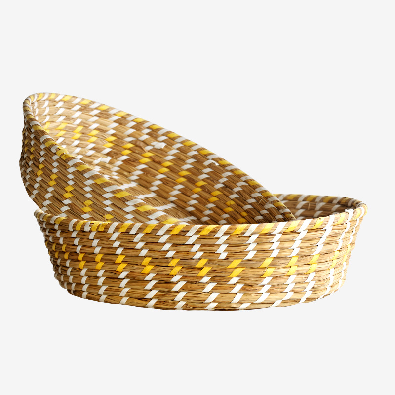 日式风格海草编织收纳篮书房桌面收纳筐 编织脏衣服大号储物篮