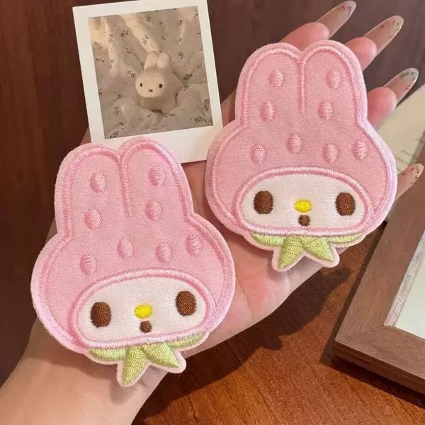 Cute Strawberry Melody Magic Tape Cartoon Girl Side Fringe Seamless Bangs Sticker Simple Versatile Hair Accessory