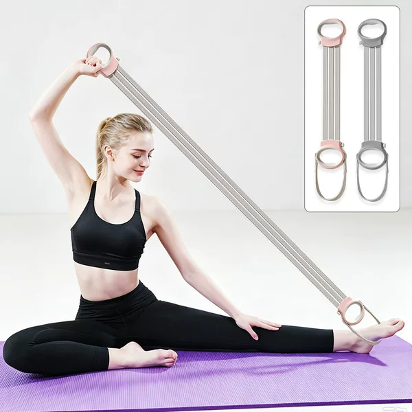 Silicone resistance band for home use, shoulder and back beautification, three-level adjustment, fitness tool, elastic band with foot pedal, stretching resistance rope