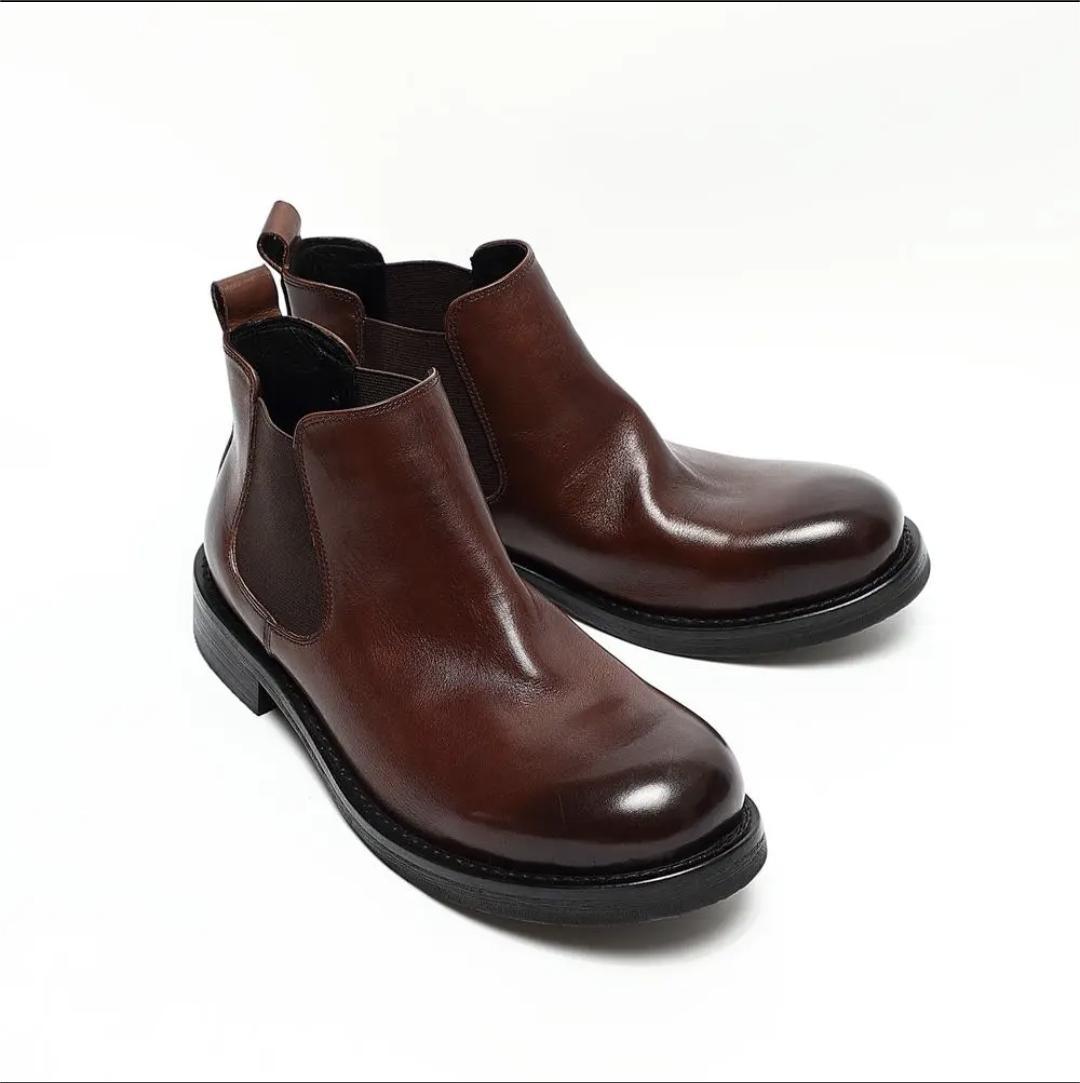 Stivali singoli da uomo in pelle nuovi autunnali e invernali, stivali corti, scarpe in pelle con testa grande, scarpe Derby_voghion.com