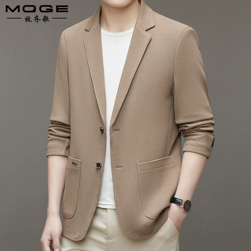 Мужской трикотажный жакет-блейзер в стиле вафельного плетения, осень 2025, новинка, модный, простой, повседневный стиль