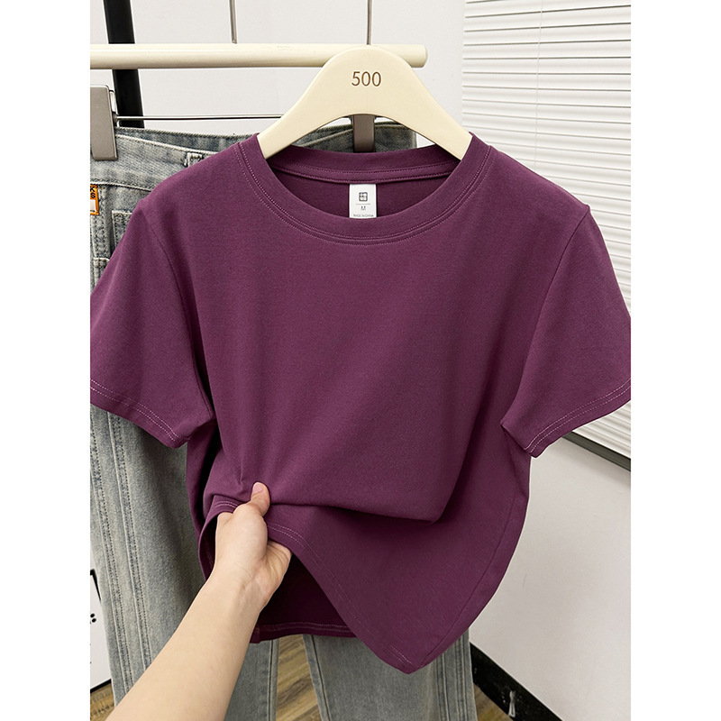 Plus-Size Slimming Solid Color Regular Shoulder Short-Sleeve T-Shirt for Women, New Summer Style for Curvy Women, Casual Half-Sleeve Top T-Shirt for Women Plus-Size Slimming Solid Color Regular Shoulder Short-Sleeve T-Shirt for Women, New Summer Style for Curvy Women, Casual Half-Sleeve Top T-Shirt for Women