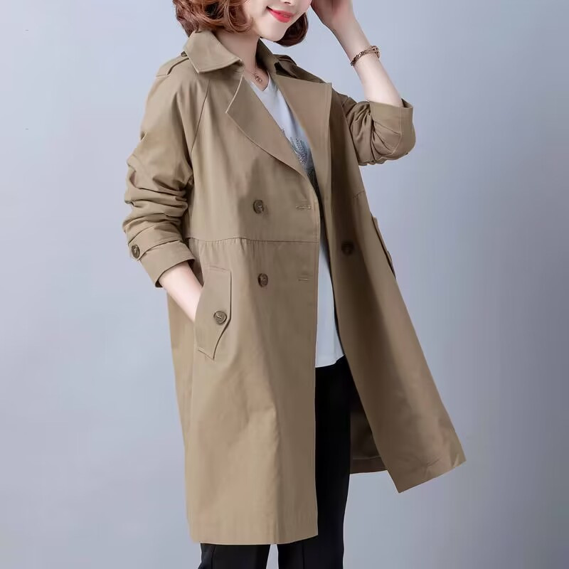 Spring and Autumn Mid-length Coat Coat Women's 2024 Autumn New Korean Loose Elegant Outerwear Autumn Fashion Women's Clothing