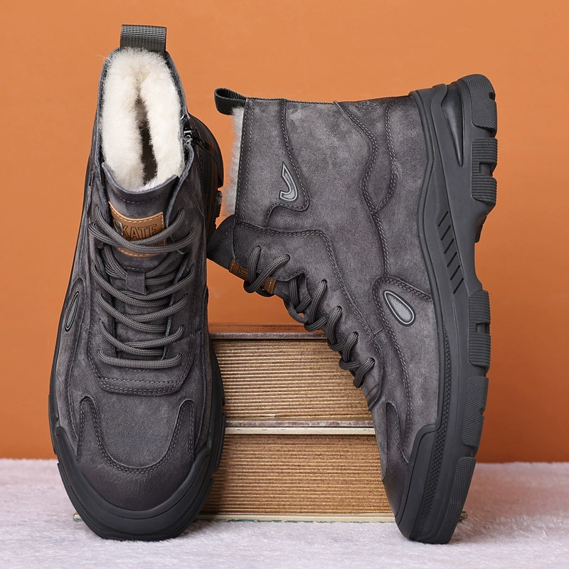 Зимние Ботинки Martin из натуральной кожи, высокие хлопковые ботинки в британском стиле, универсальные повседневные мужские хлопковые ботинки из овечьей шерсти в Корейском стиле