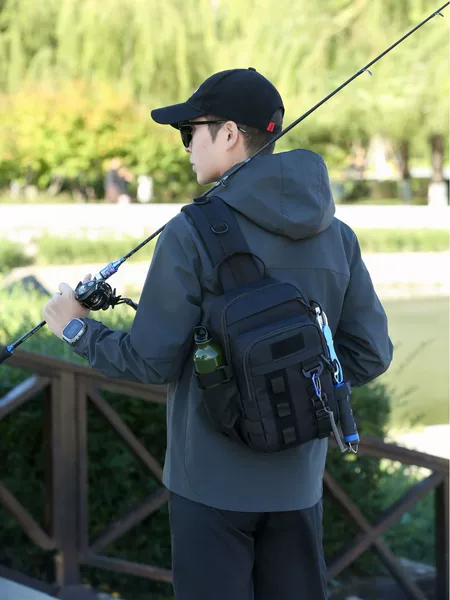 Cross-Border New Outdoor Fishing Bag, Large Capacity Waterproof Fishing Gear Storage Bag, Camouflage Crossbody Chest Bag, Fishing Bag, Travel Bag
