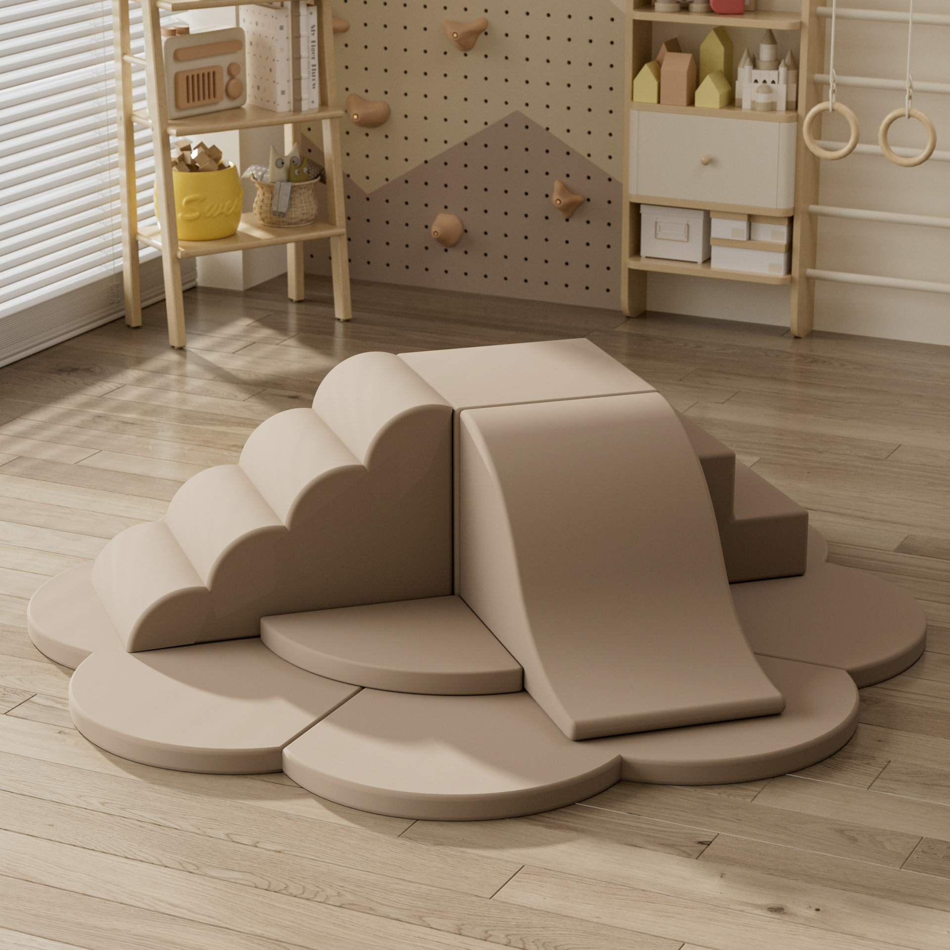 Centro de educación temprana al por mayor transfronterizo, combinación de escalada y deslizamiento de software, entrenamiento de integración sensorial para bebés, tobogán de bolsa suave para interiores para niños