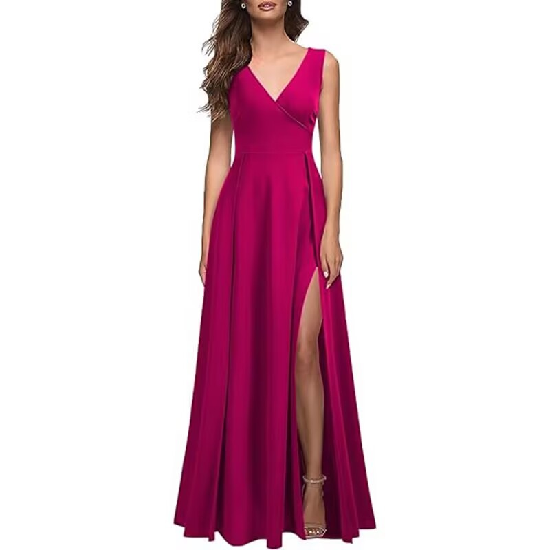 2025 verano V-collar vestido de noche transfronterizo europeo y americano nuevo vestido formal largo vestido de cóctel