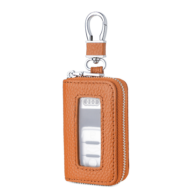 Nuevos productos transfronterizos, bolsas de llaves de automóviles de cuero suave, ventanas abiertas, bolsas de llaves de automóviles de cuero PU, cremallera japonesa y coreana, explosión multicolor.