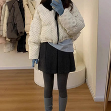 韩国东大门女装冬上新减龄宽松波点加厚保暖羽绒服女新款配围脖