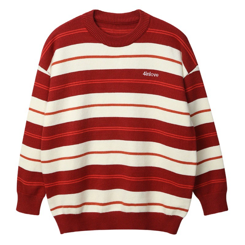 Осенние и зимние роды и дети толстые в полоску красные свитера вязаные свитера мама и дитя женская семья из трех человек и четыре семьи