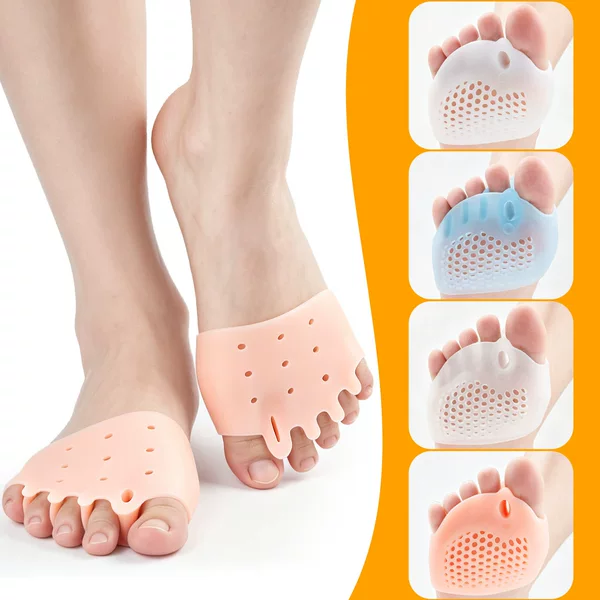 Five-Hole Honeycomb Forefoot Pad for Hallux Valgus, Big Toe Bone Overlap, Shock Absorption, Women's Toe Separator, Toe Sleeve, Five-Hole Fixation