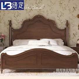 简美风美式实木床现代简约1.5米1.8米双人床复古法式床轻奢主卧床
