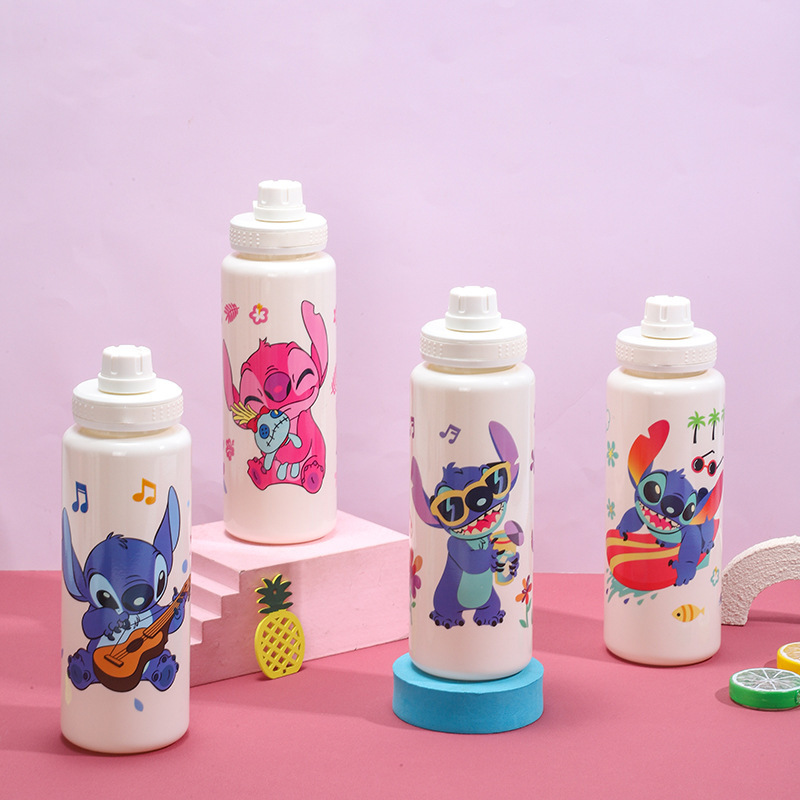スターリー漫画プラスチックカップ、見栄えの良い、大容量、学生用ソリッドカラーの子供用ウォーターカップ、ハンドル付きポータブル大容量カップ|undefined