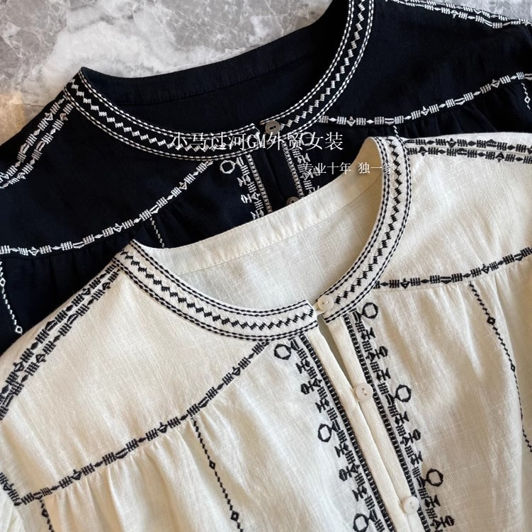目を閉じて収集、ハイエンドの宝物アイテム!!エスニック風～長綿立体刺繍ゆったり長袖シャツ女性用|undefined