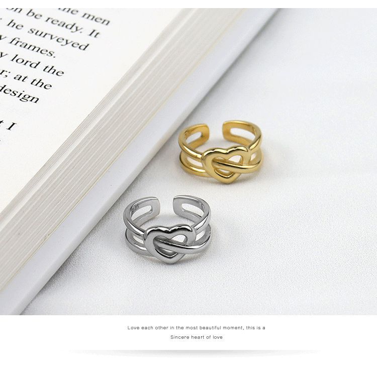 Trendy Simple Fashion Hollow out Cord for Braiding Ring Female Creative New Love Cross Girl Ring European and American Jewelrypicture2