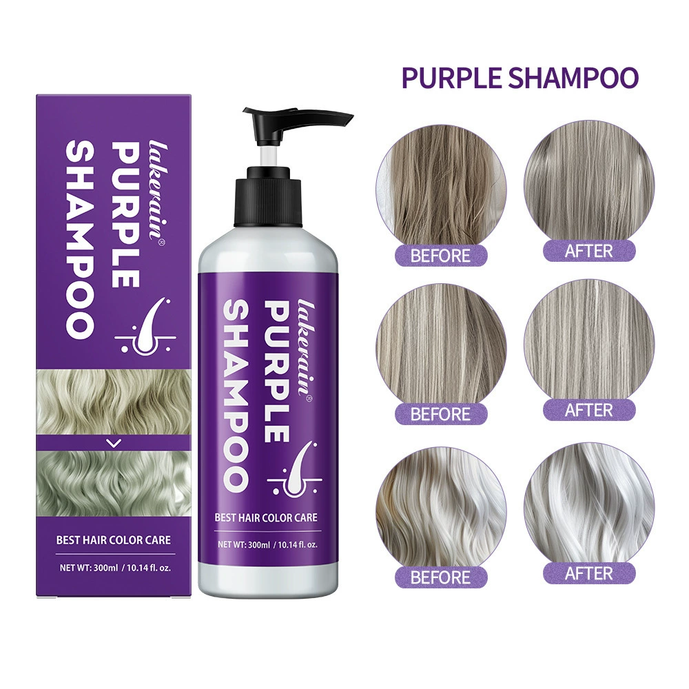 Lakerain Purple Shampoo Питательный шампунь для фиксации цвета волос, желтеющий шампунь для ухода за волосами