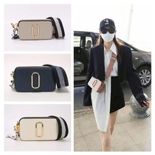 MJ欧美新款十字纹牛皮相机包女单肩斜挎小方包时尚百搭宽肩带女包