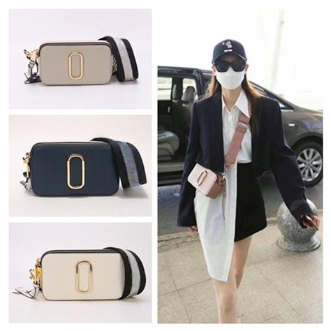 MJ欧美新款十字纹牛皮相机包女单肩斜挎小方包时尚百搭宽肩带女包