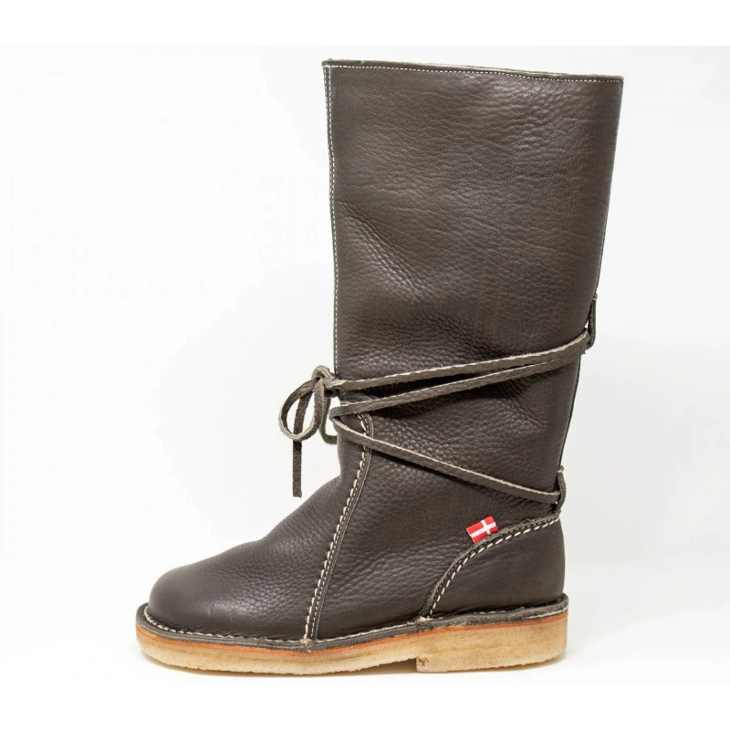 Внешняя торговля в Европе и Америке Большие размеры на плоской подошве с кружевом в стиле ретро женские сапоги с круглыми головками и тонкими искусственными волосами в ботинках женские кожаные