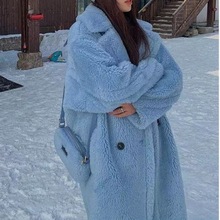 加厚长毛时尚外套女中长款毛毛大衣2023年韩版冬季新款羊羔毛外套