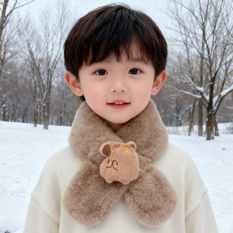 Children's Scarf for Autumn and Winter, Boys and Girls, High-Quality Thickened, Warm, Windproof, Outdoor Student Neck Warmer, Pufferfish Design, Fresh and Sweet