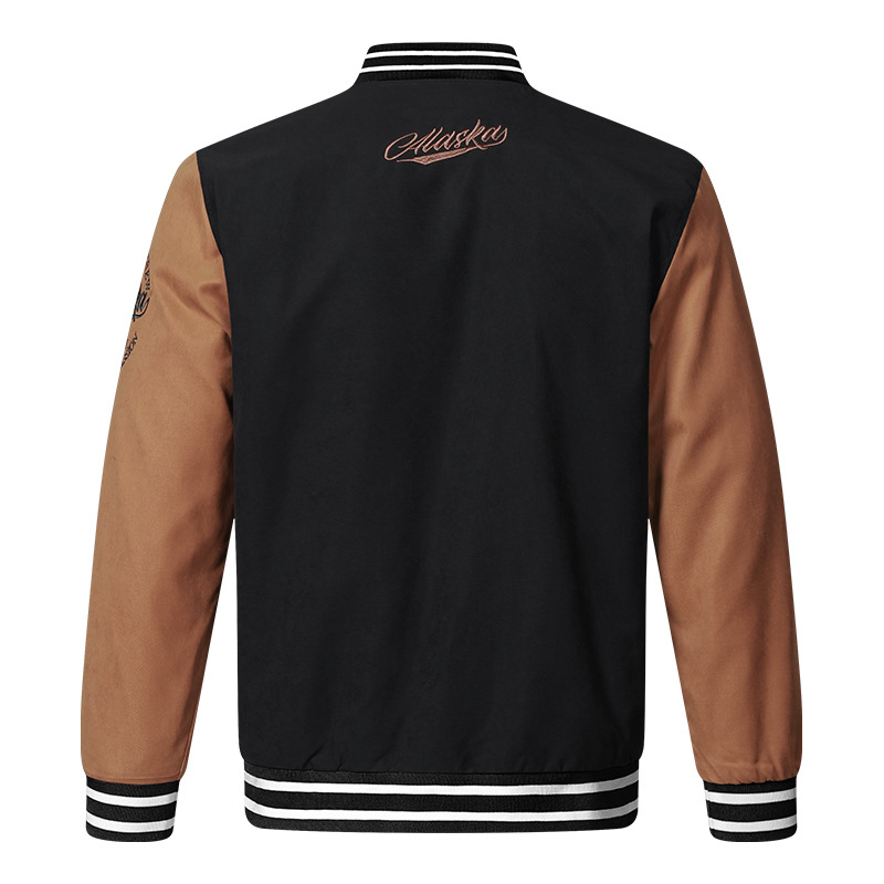 Herren Baseballjacke Bestickt Lockere Passform Colorblocking_voghion.com